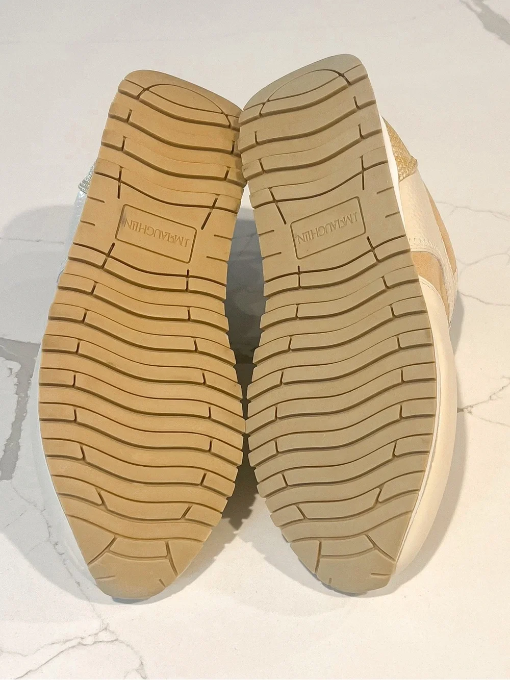 J. McLaughlin Emerson Rattan Leather Suede Tan and Beige Sneakers Womens Sz 7 M